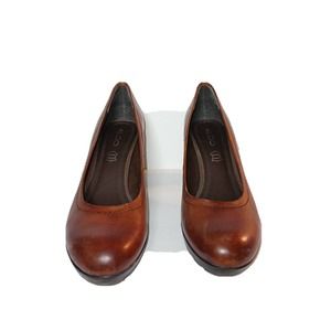 Aldo Heels 39 Cognac Brown Leather Round Toed Pumps
